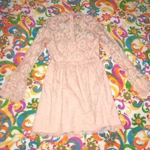 Adorable 60s Inspired Pink Lace Dress